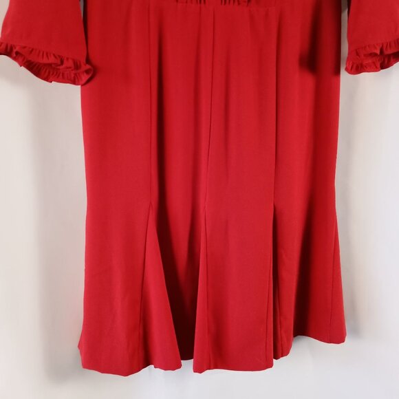 Talbots Petites Red Fit & Flare Dress Ruffle Accents Size 6P Lined - Picture 8 of 8